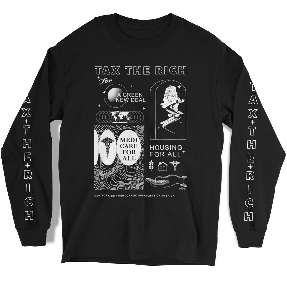 Tax The Rich Long Sleeve T-Shirt- Black