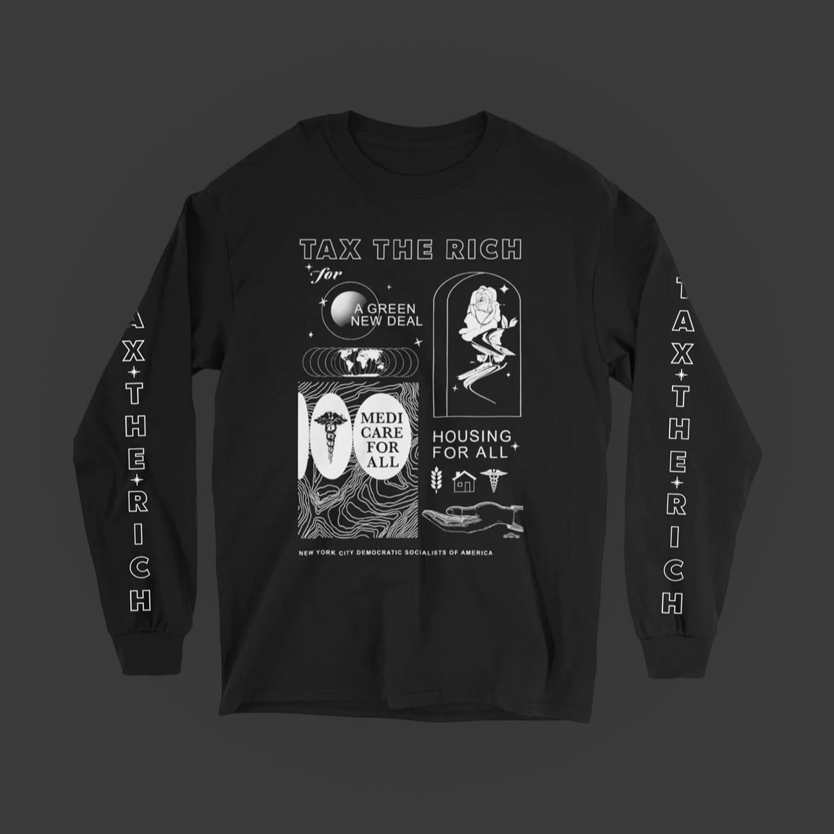 Tax The Rich Long Sleeve T-Shirt- Black